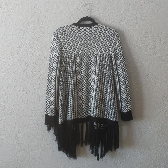 Bethany Mota black and white fringe cardigan sz SP - Picture 2 of 8